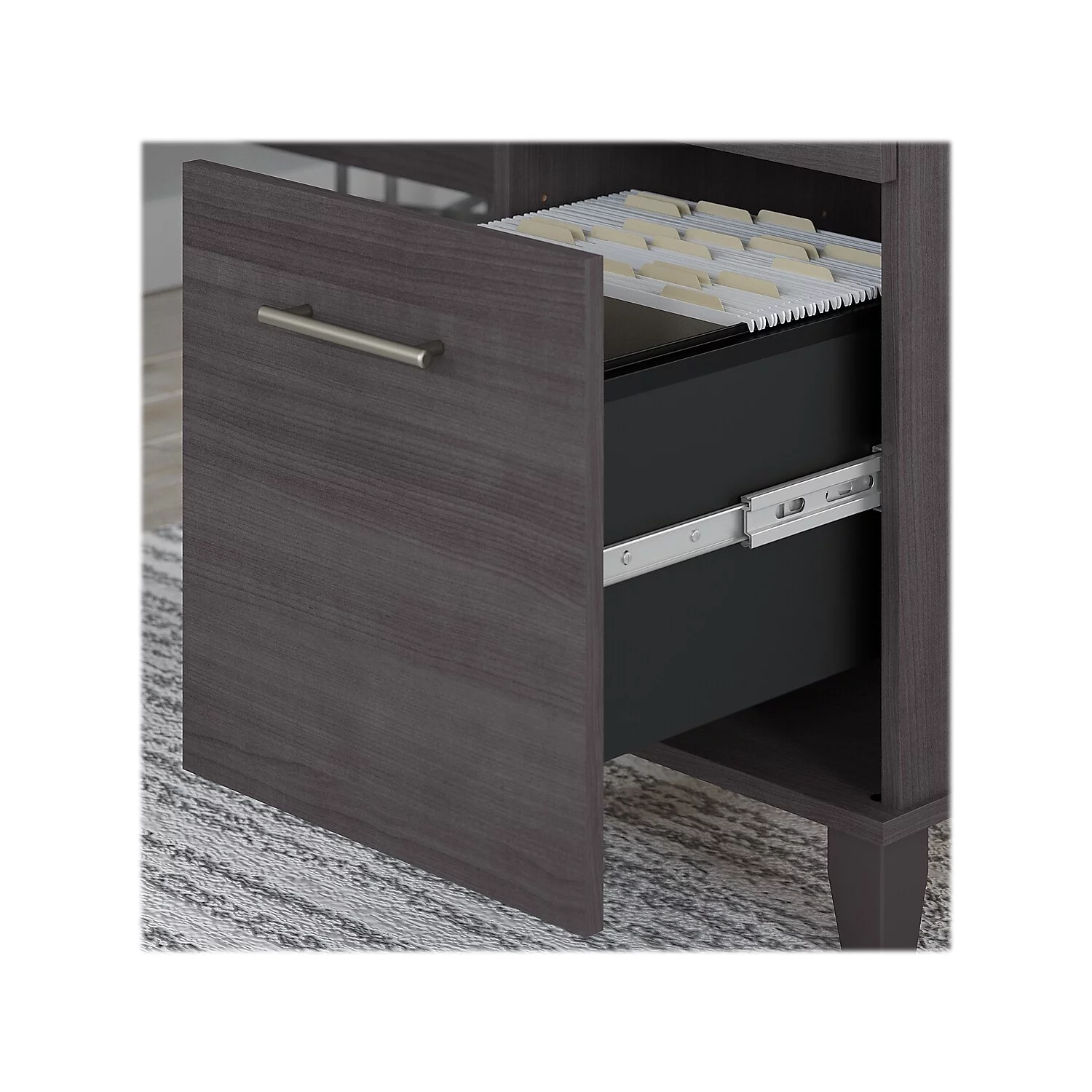Somerset 72W L Shaped Desk Set with Storage in Storm Gray - Engineered Wood