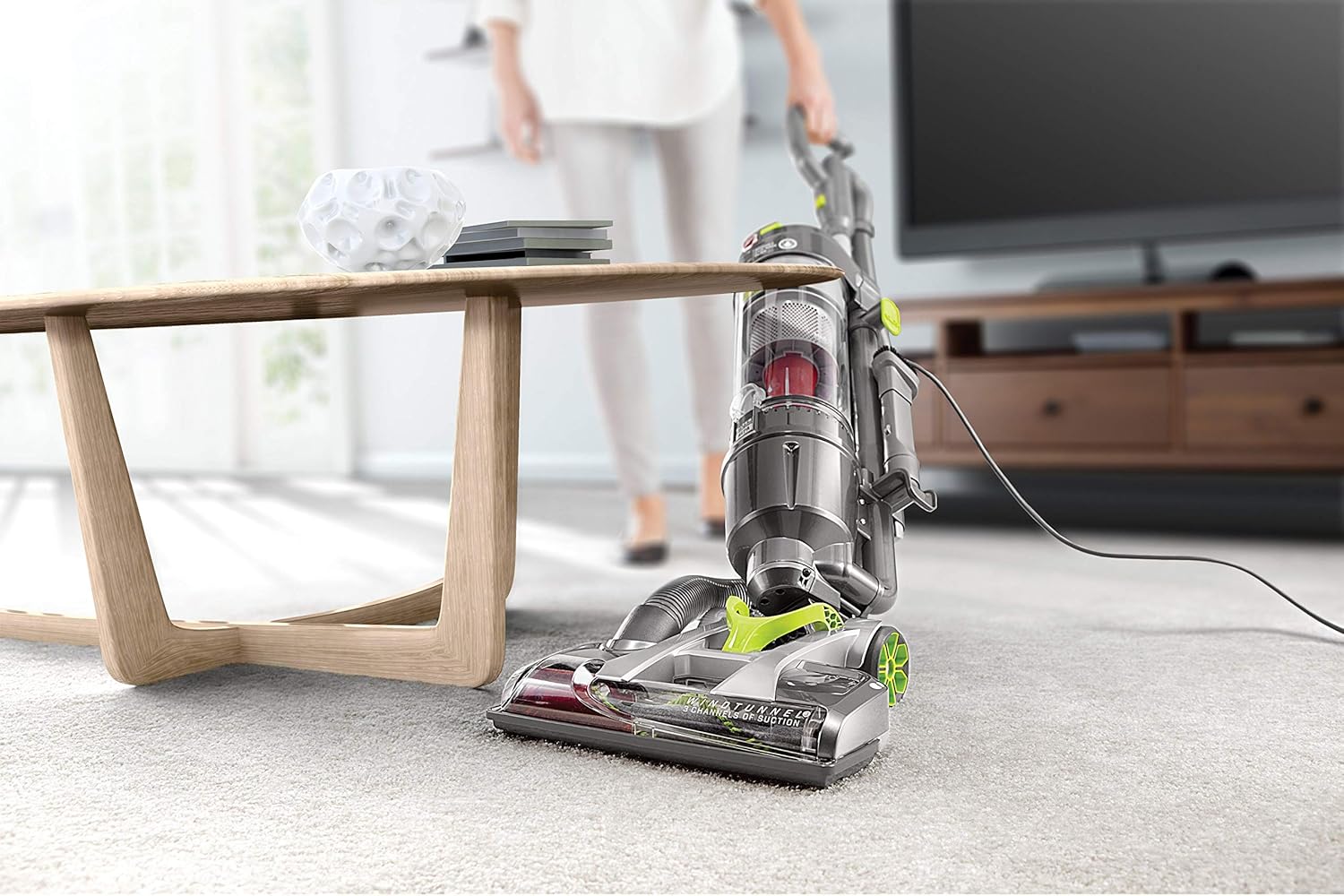 Hoover Windtunnel Air Steerable Bagless Upright Vacuum Cleaner, Lightweight, Corded, UH72400, Grey , Gray