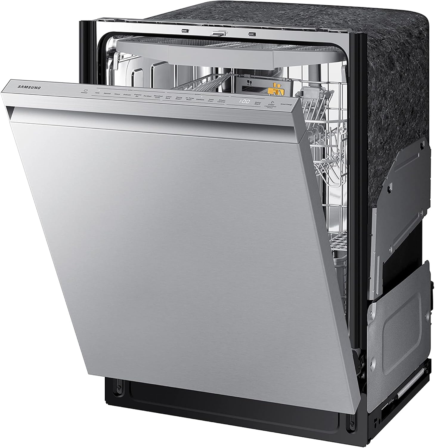SAMSUNG Smart 44dBA Dishwasher w/ StormWash+, AutoRelease Door, Quiet Operation, 3 Dish Racks, Pre Blast Cycle, Energy Star Certified, DW80B6060US/AA, Fingerprint Resistant Stainless Steel