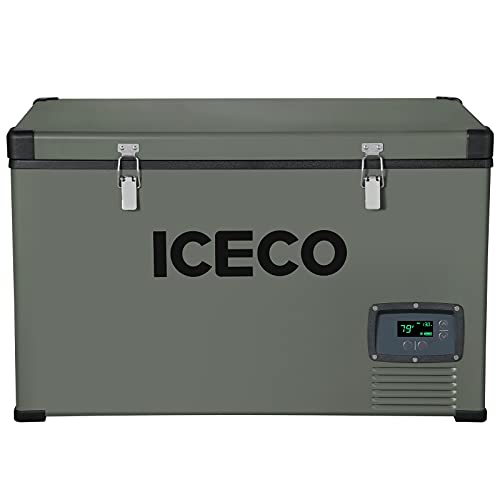 ICECO VL78 Quart Dual Zone Portable Refrigerator, 12 Volt Refrigerator, Portable Freezer with SECOP Compressor, DC 12/24V, AC 110-240V, 0℉ - 50℉, for Outdoor, Camping, & Slide & Cover