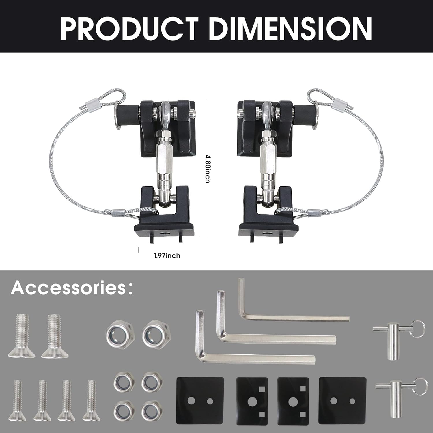 BESTAOO Hood Latches for 2018-2022 Jeep Wrangler JL JLU & Gladiator JT, Anti-Theft Aluminum Hood Lock Catch Latches Kit, Eliminates Hood Flutter, 1 Pair