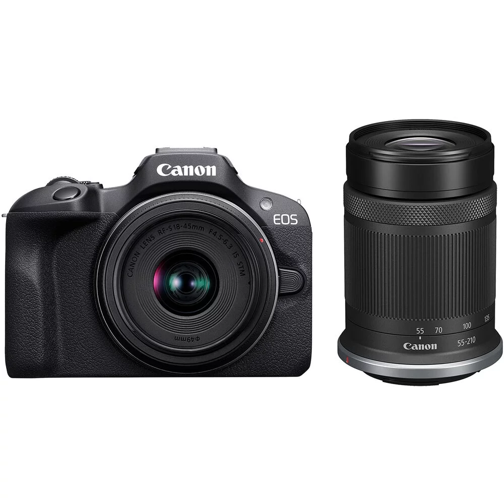 Canon EOS R100 Mirrorless Camera with 18-45mm and 55-210mm Lenses Kit - Curated Treasures Market