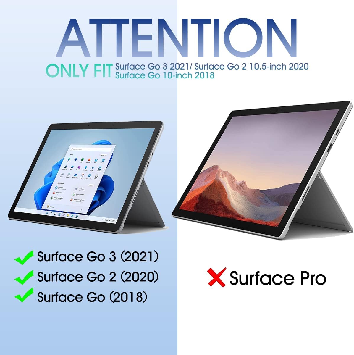 Backlit Keyboard Case for Surface Go 3 (2021)/ Surface Go 2 2020 / Surface Go 2018 Tablet,Wineecy 7 Colors Backlight Magnetic Detachable Wireless Keyboard with Premium PU Cover Case Pack of 2