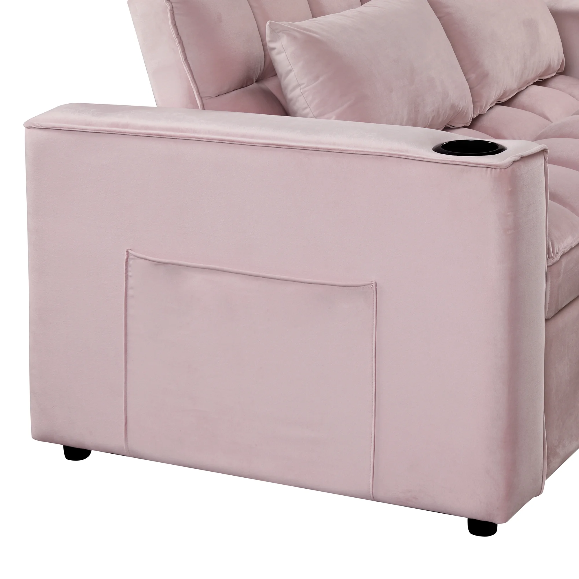 Hombay Modern Convertible Sleeper Sofa Bed, Folding Futon Couch Loveseat with Cup Holder and USB Charging Ports for Living Room Bedroom Apartment