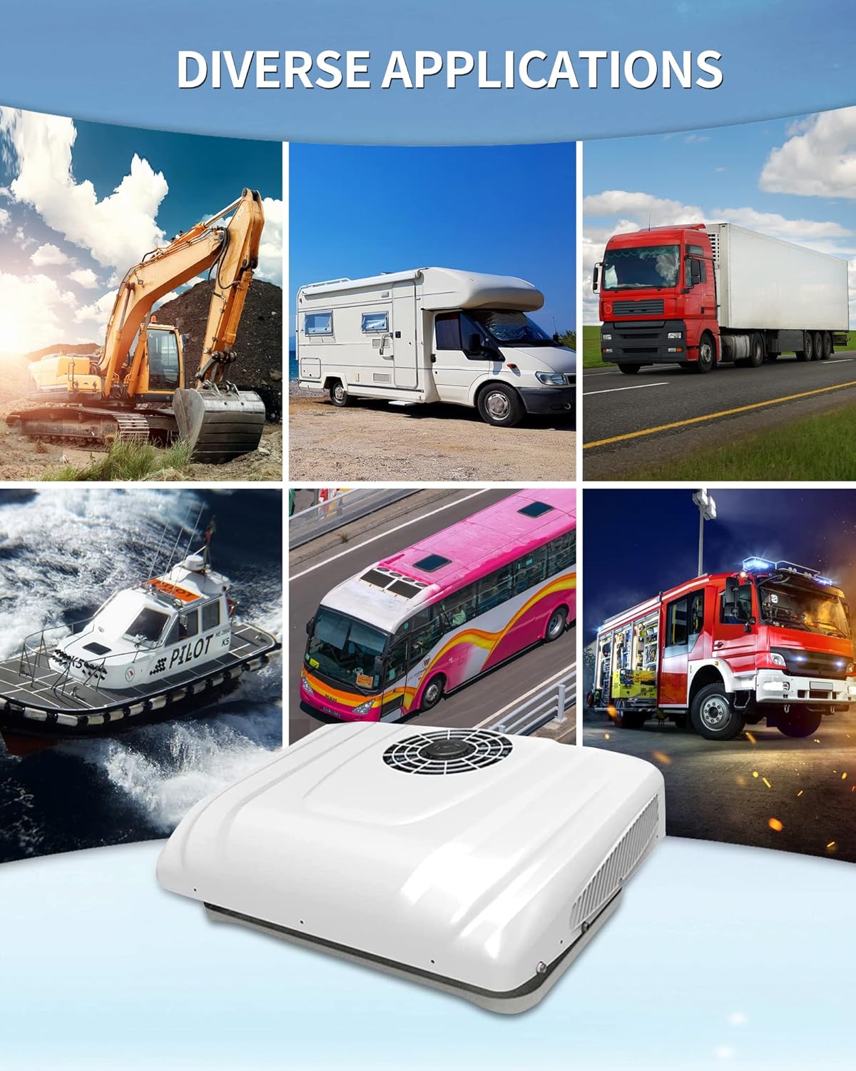 RVpligo RV Air Conditioner,12V Electric Roof Air Conditioner 13500 BTU Remote Control Integrated, Suitable for Automotive RV Truck Camper Rooftop A/C Unit