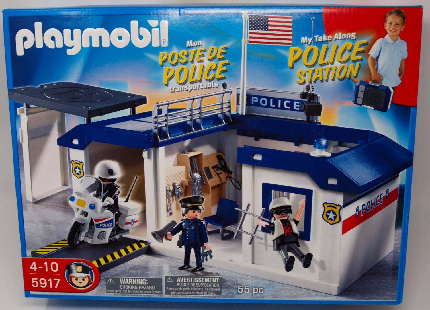 Playmobil 2009 My Take Along Police Station #5917, Folds Up with Carr