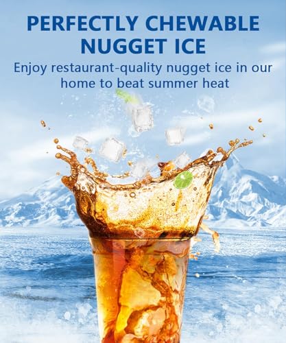 Joy Pebble Nugget Ice Maker, 10,000pcs/33lbs/Day, Portable Handheld Nugget Ice Maker Machine with Handle, Ice Makers Countertop Self-Cleaning, Ice Scoop and Basket
