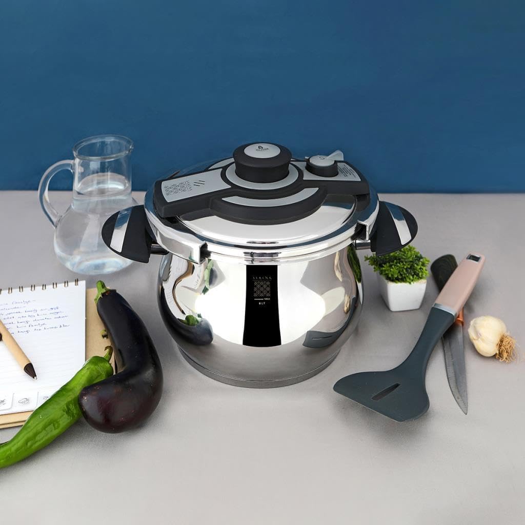 Quart Stainless Steel Pressure Cooker with Capsule Base, Compatible with Induction Stovetop, 3 Temperature Settings, Dishwasher Safe