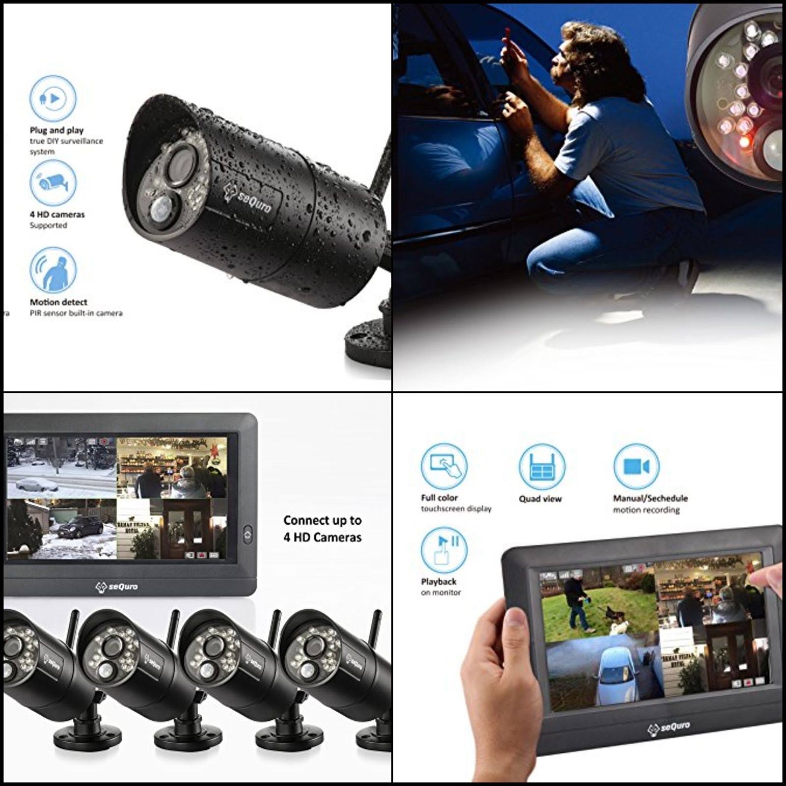 Sequro Guardpro DIY Long Range Wireless Video Surveillance System 7x22 Touchscreen