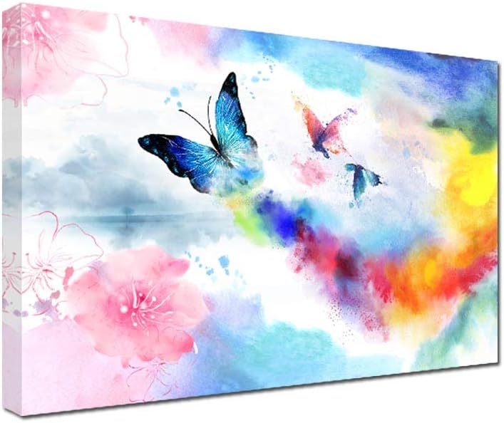 Yikg Canvas Wall Art Colorful Butterfly Canvas Framed Ready to Hang (16'' x 24'' x 1 Panel)