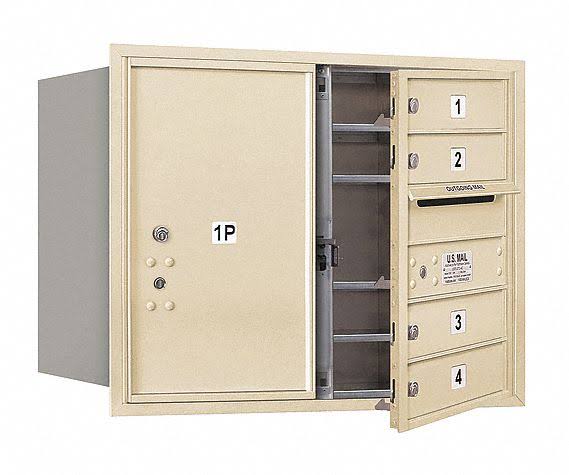 Salsbury Industries 3706D-04SFP 4C Horizontal Mailbox, Sandstone