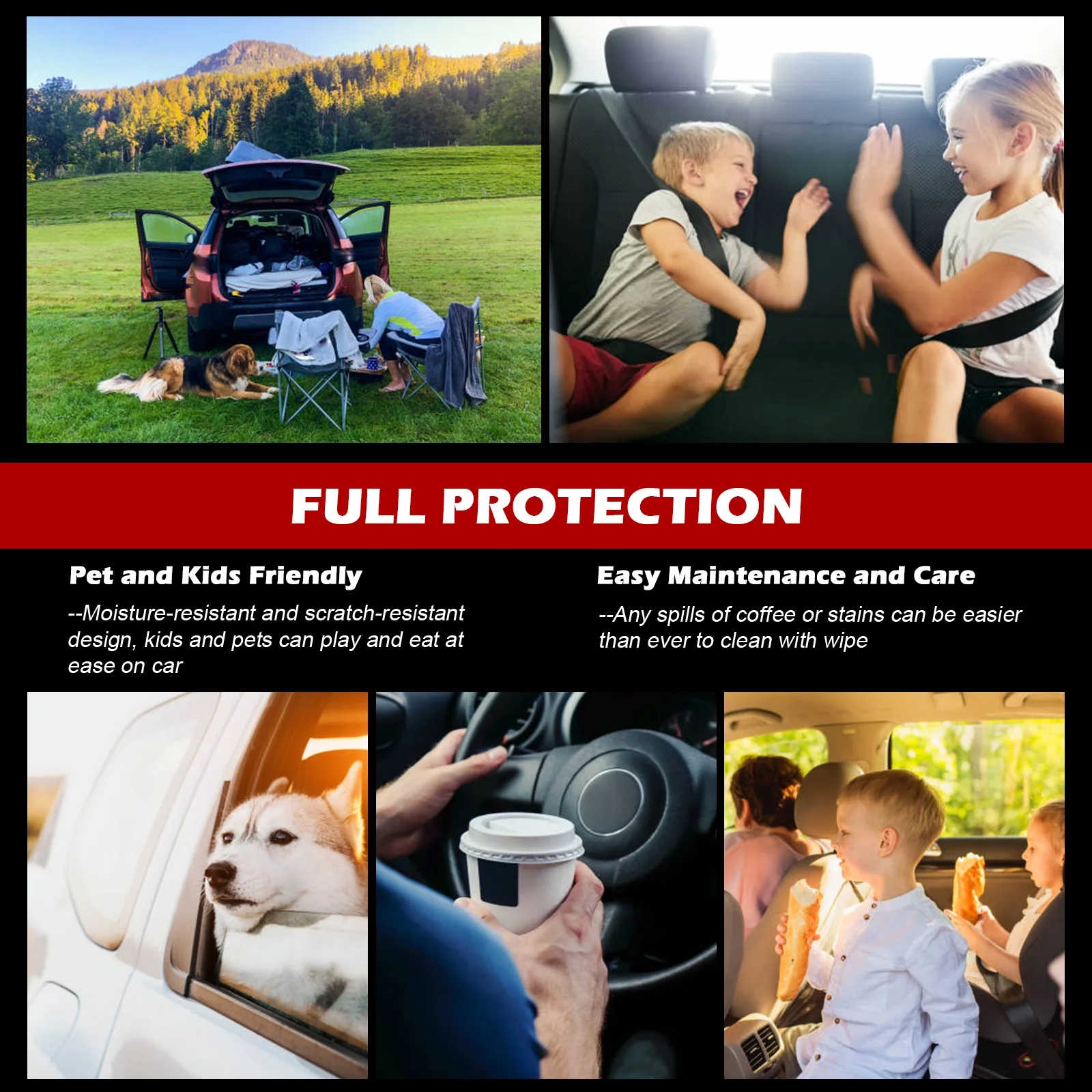 Ikon Motorsports Full Set Car Seat Covers Compatible With 2020-2023 Tesla Model Y 4-Door, Black Leather Front & Rear 5-Seat Seat Cover Cushion Protectors 11PCS