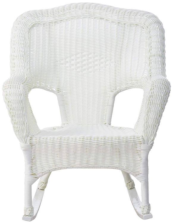 International Caravan Camelback Resin Wicker Rocker - White