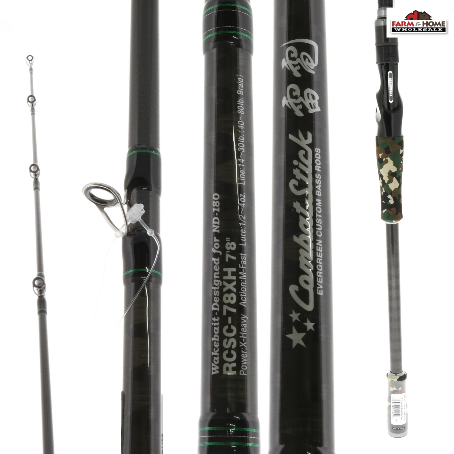 7'8" Evergreen X-Heavy Moderate Fast Bait Casting Rod ~ New