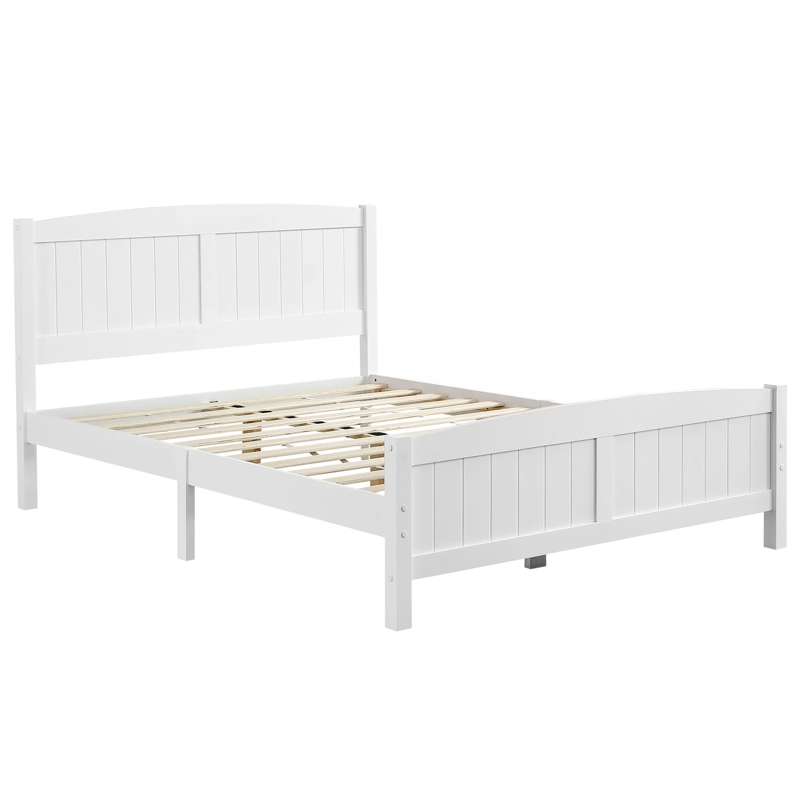 Paproos Full Size Bed Frame, Modern Wood Platform Bed with Headboard and Footboard, Strong Wooden Slats Support, Heavy Duty Full Bed Frame for Kids Teens Adults, No Box Spring Needed, White