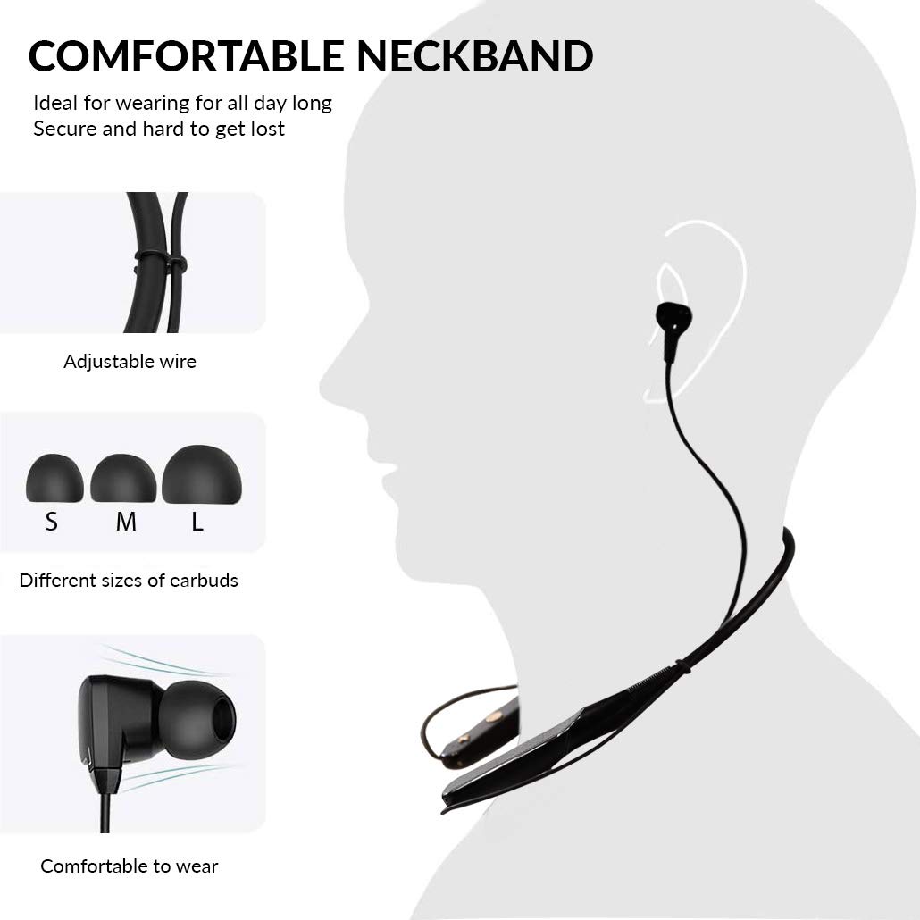 Neosonic Rechargeable Hearing Amplifier to Aid TV Watching, Wireless Neckband Headphones for Seniors & Adults, Conversation Assist Device with Remote Microphone Noise Cancelling - NW10