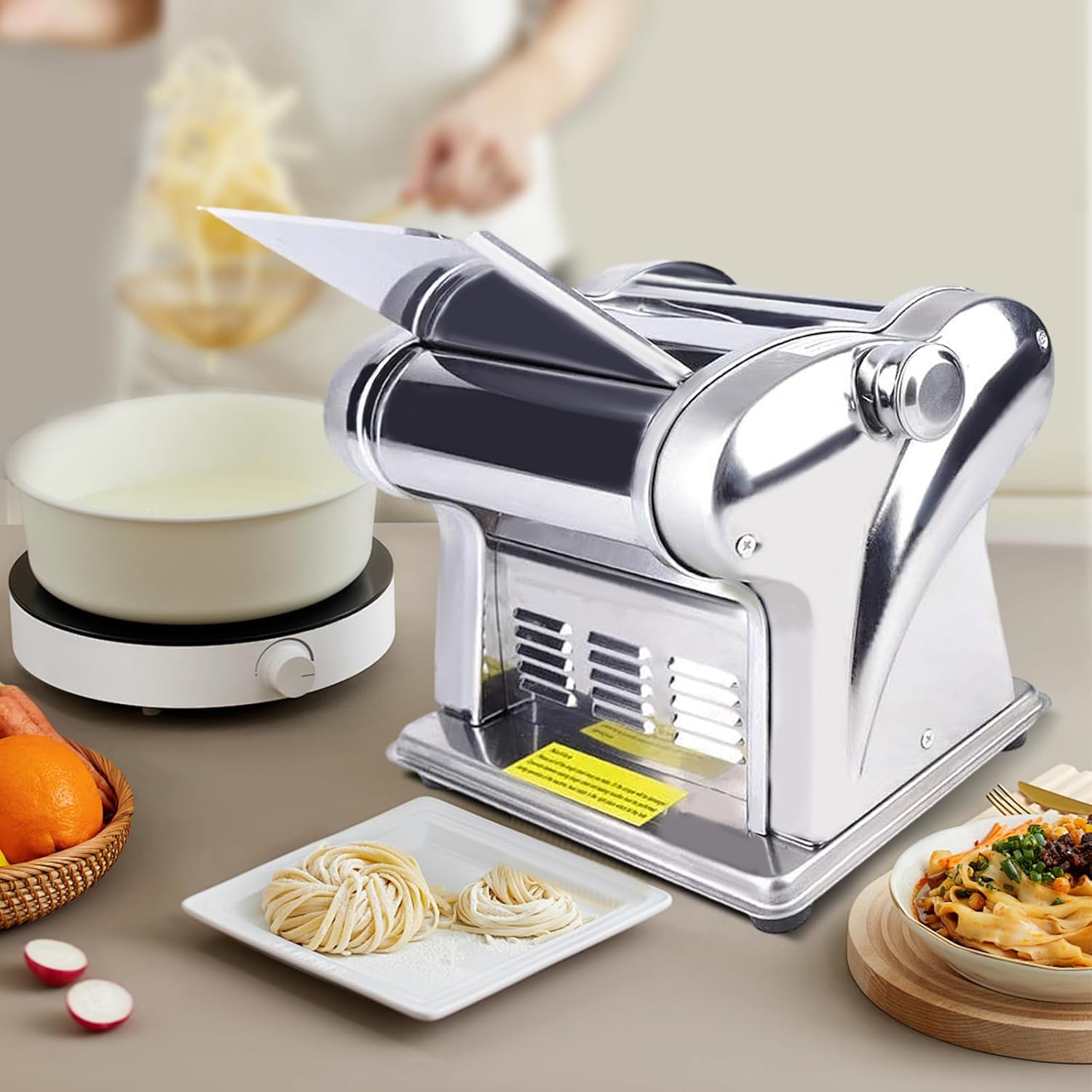 Commercial Electric Dough Roller Sheeter Noodle Pasta Maker Machine Stainless
