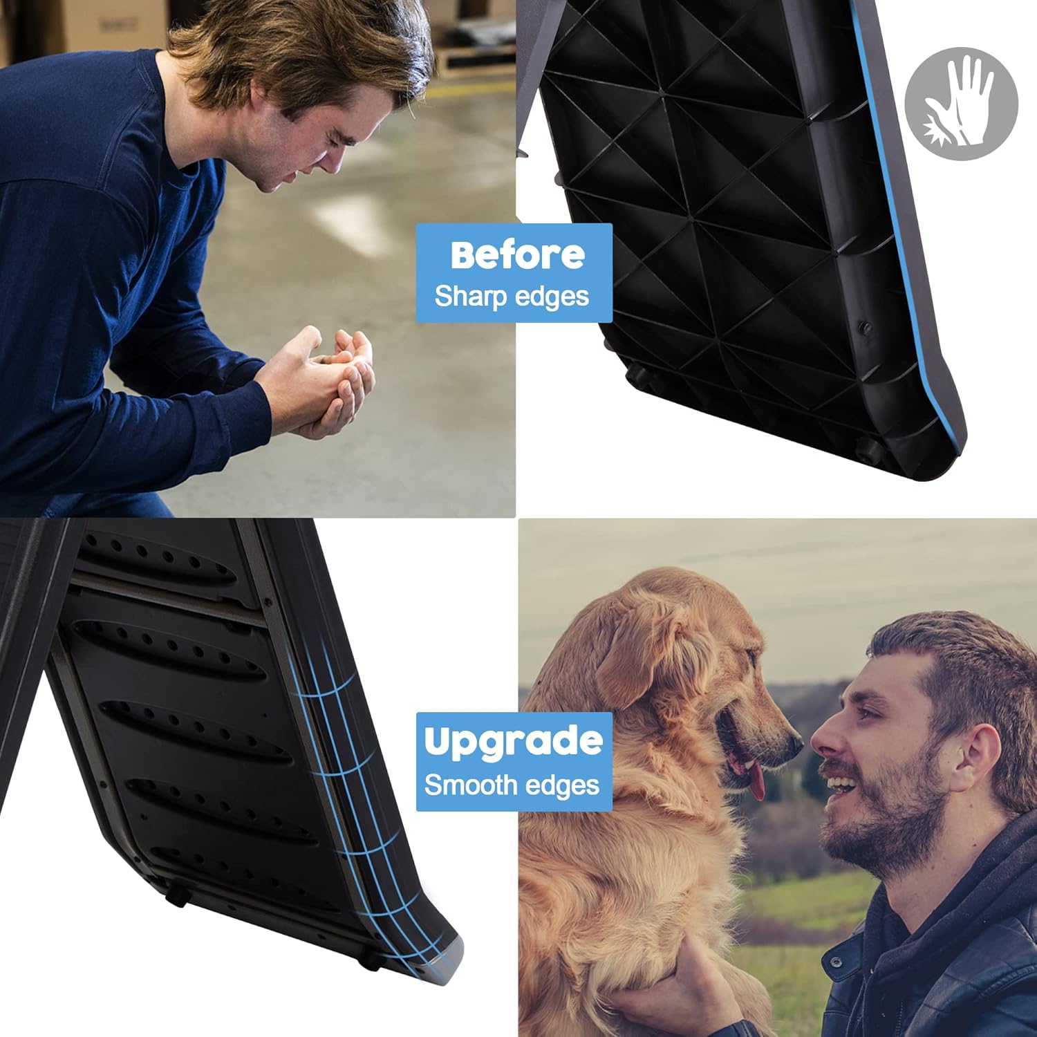 62”L Heavy Duty Portable Folding Dog Ramps for Large Dogs SUV, Truck Car Ramp Stairs Step Ladder for Pet, Non-Slip Design for Pool Boat