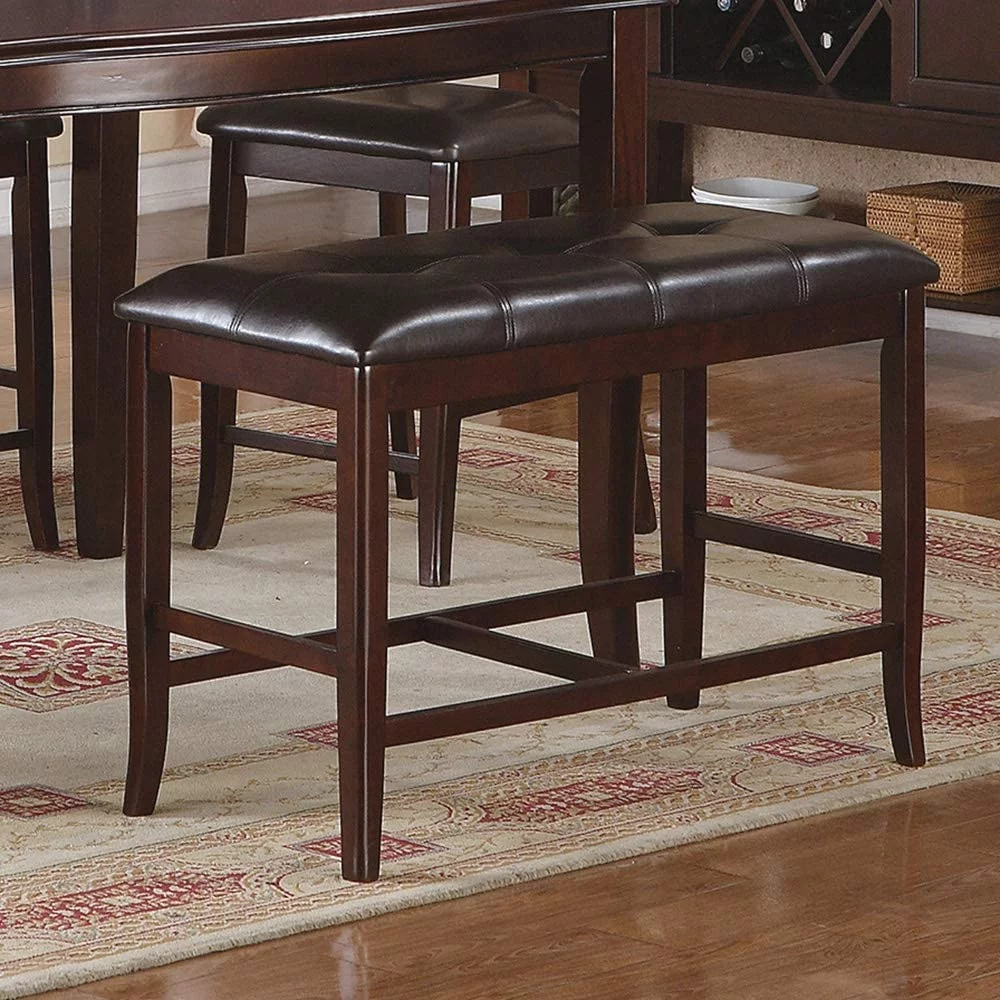 Perfect Contemporary Counter Height Dining 6pc Set Table w Butterfly Leaf 4X Chairs A Bench Brown Finish Rubberwood Chairs Cushions Kitchen Dining Room Furniture