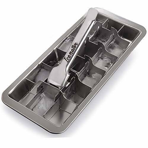 GOWA Easy Removal Metal Ice Trays with Handle - Stainless Steel Ice Cube Maker and Tray, 18 Slot Mold - BPA-Free, Food-Grade Fre