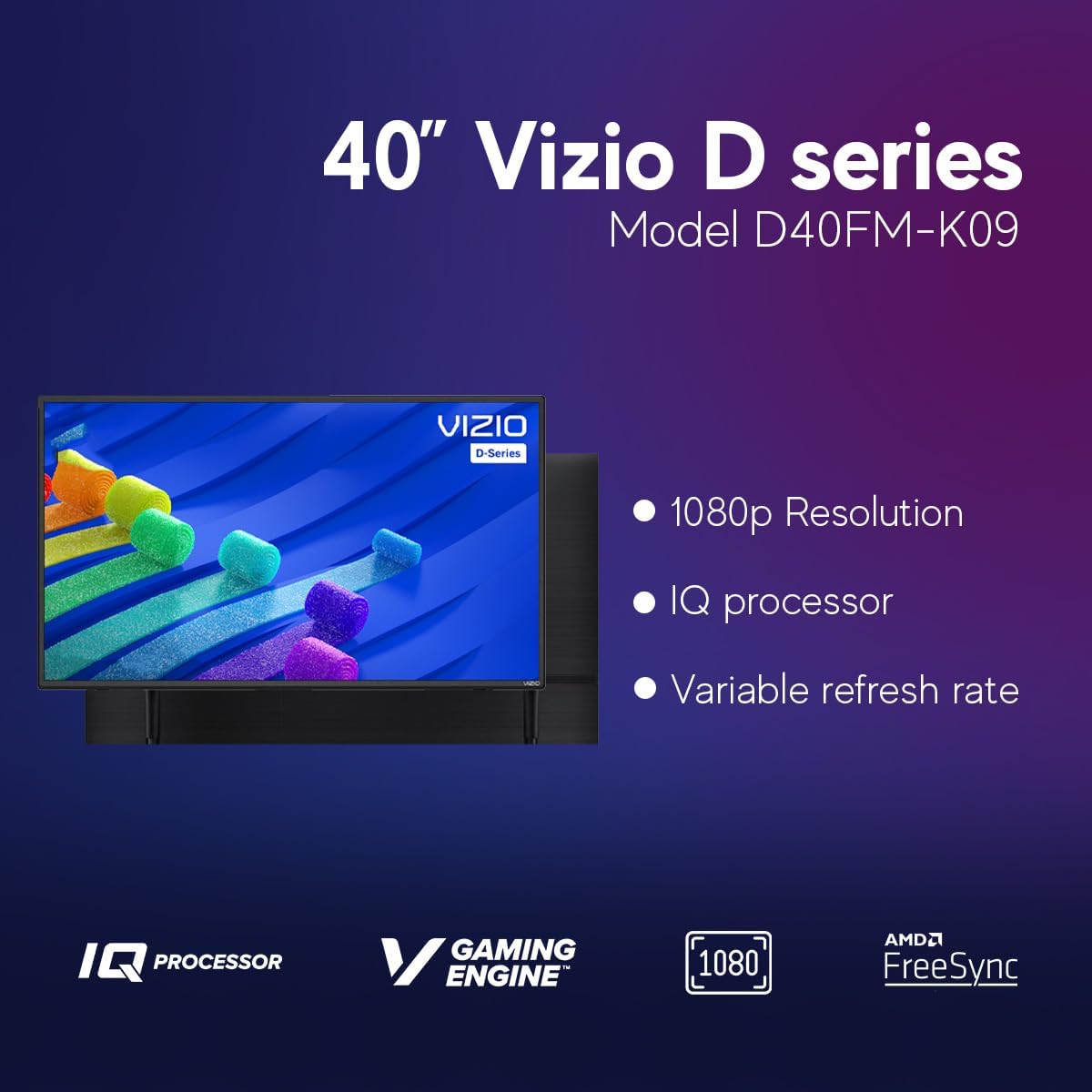 VIZIO 40" D-Series FHD LED Smart TV, Bluetooth Capable with Smartcast Built-in + Wall Mount Included (No Stands) D40FM-K09 (Renewed)