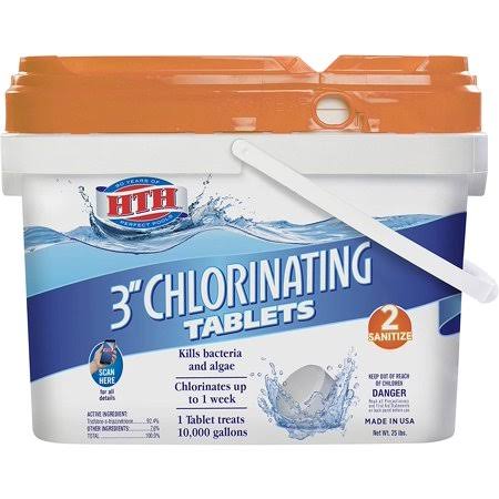 HTH 42040 Super 3-Inch Chlorinating Tablets Swimming Pool Chlorine, 25 lbs