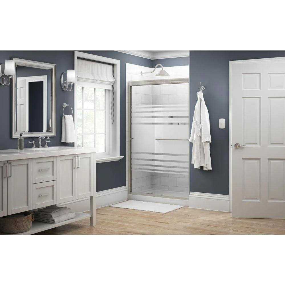 Delta Traditional 60 in. x 70 in. Semi-Frameless Sliding Shower Door in Chrome with 1/4 in. Tempered Rain Glass - Shop Hardware Tools Online Store