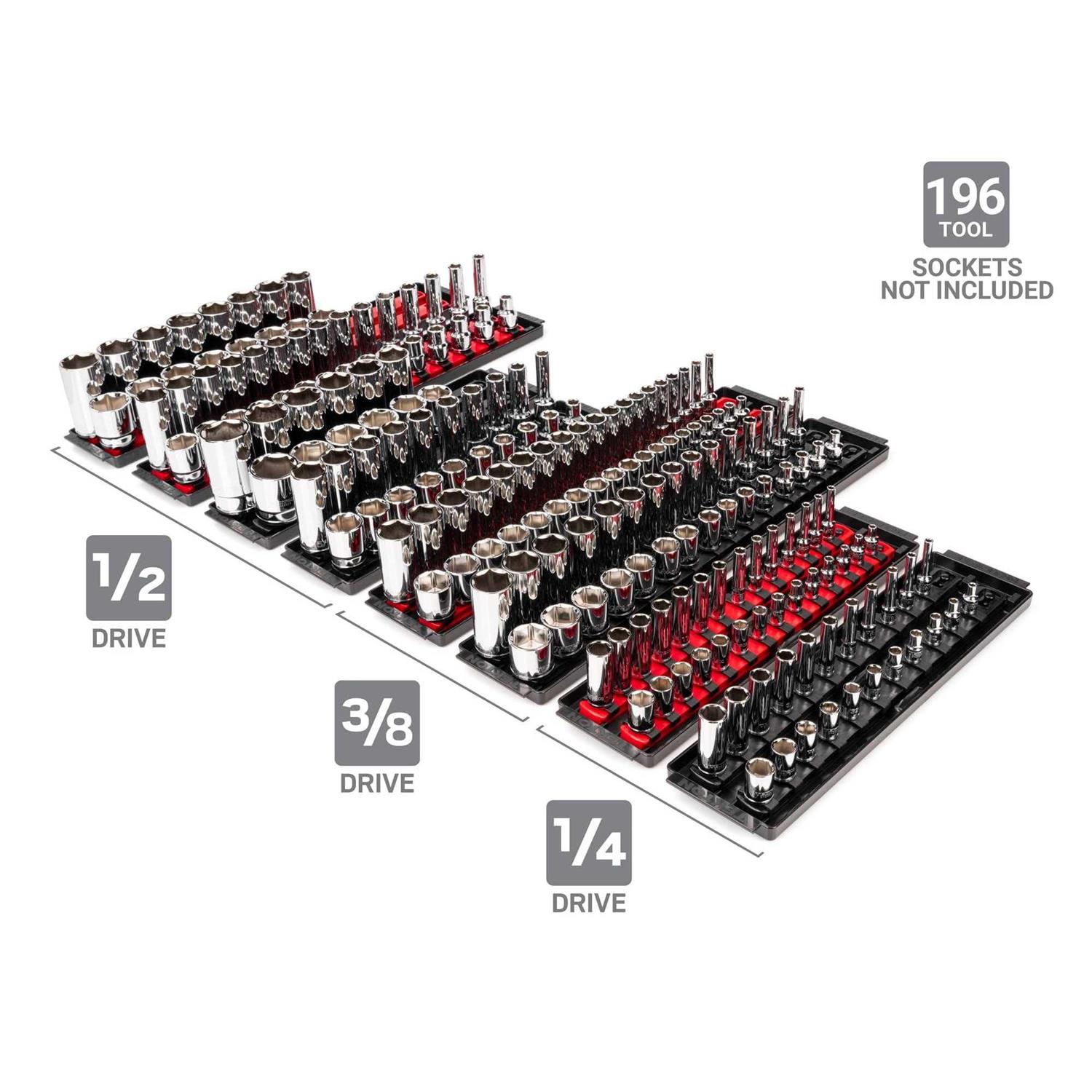 TEKTON 1/4, 3/8, 1/2 Inch Drive Socket Rail and Tray Set - Shop Hardware Tools Online Store
