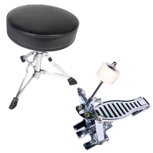 Mendini by Cecilio Drum Set, 5 Piece 16 Inch Junior Drums Kit with Bass, Toms, Snare Drum, Cymbal, Hi-Hat, Drumsticks & Seat for Beginner Student (Metallic Black)