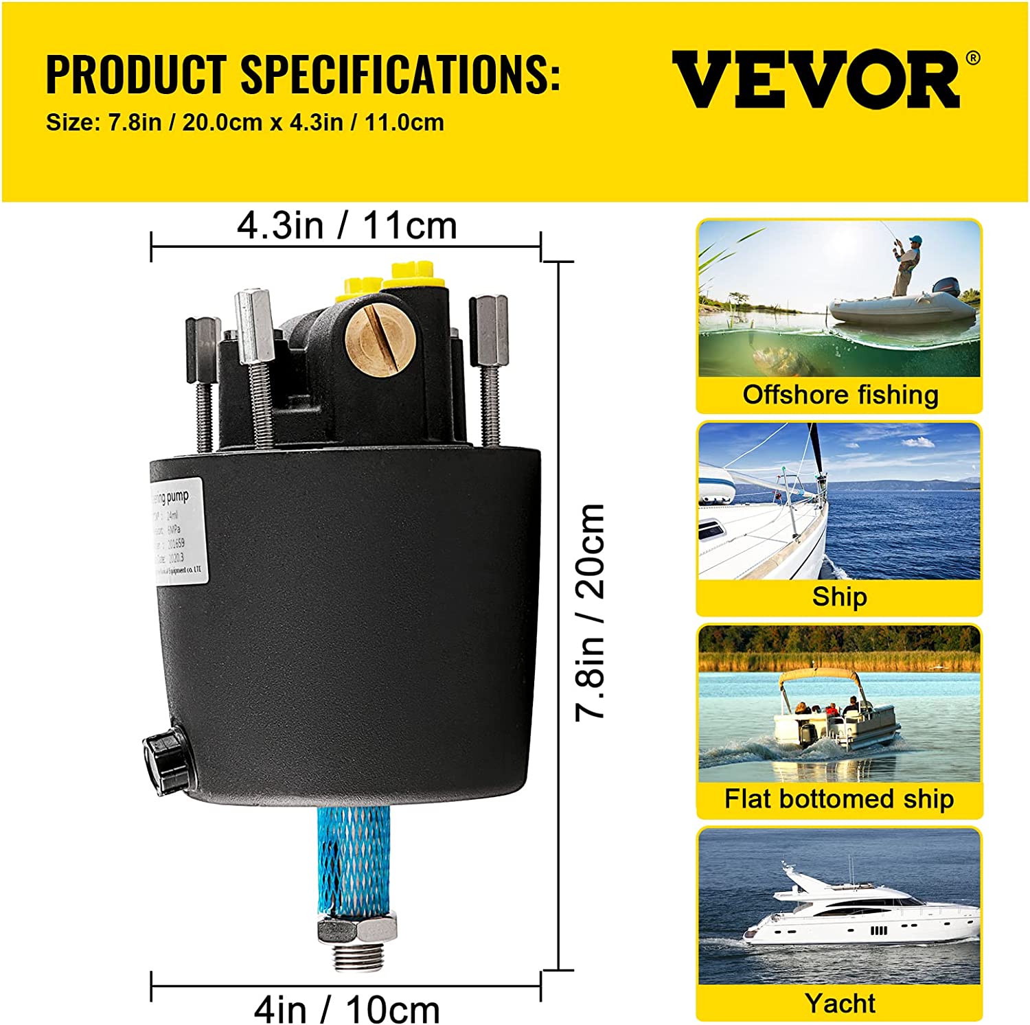 VEVOR Hydraulic Steering Helm HH5272-3 Outboard Hydraulic Steering Pump 2.4 Front Mount