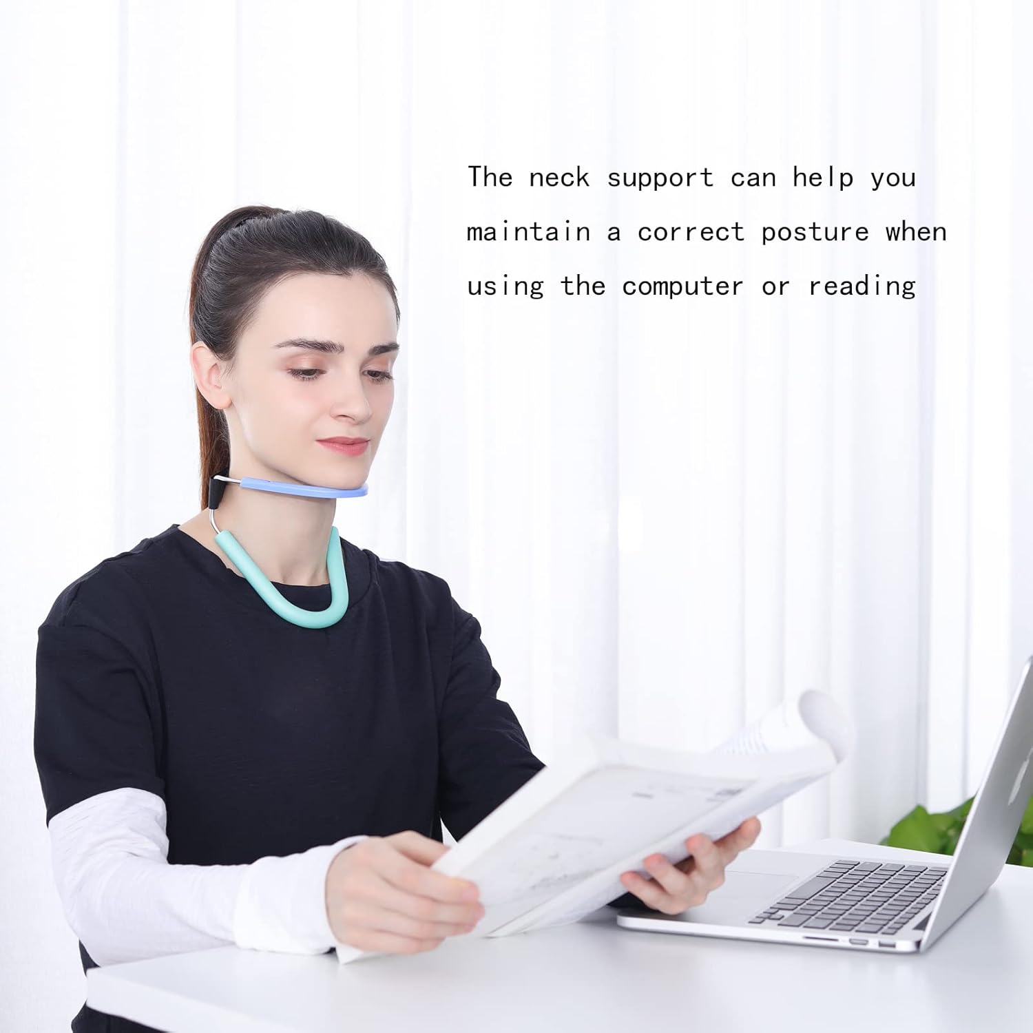 Cervical Collar,Neck Brace for Neck Pain and Support,Cervical Spine Alignment,Relieves Pressure in Spine,Improving Forward Head Posture(Blue)