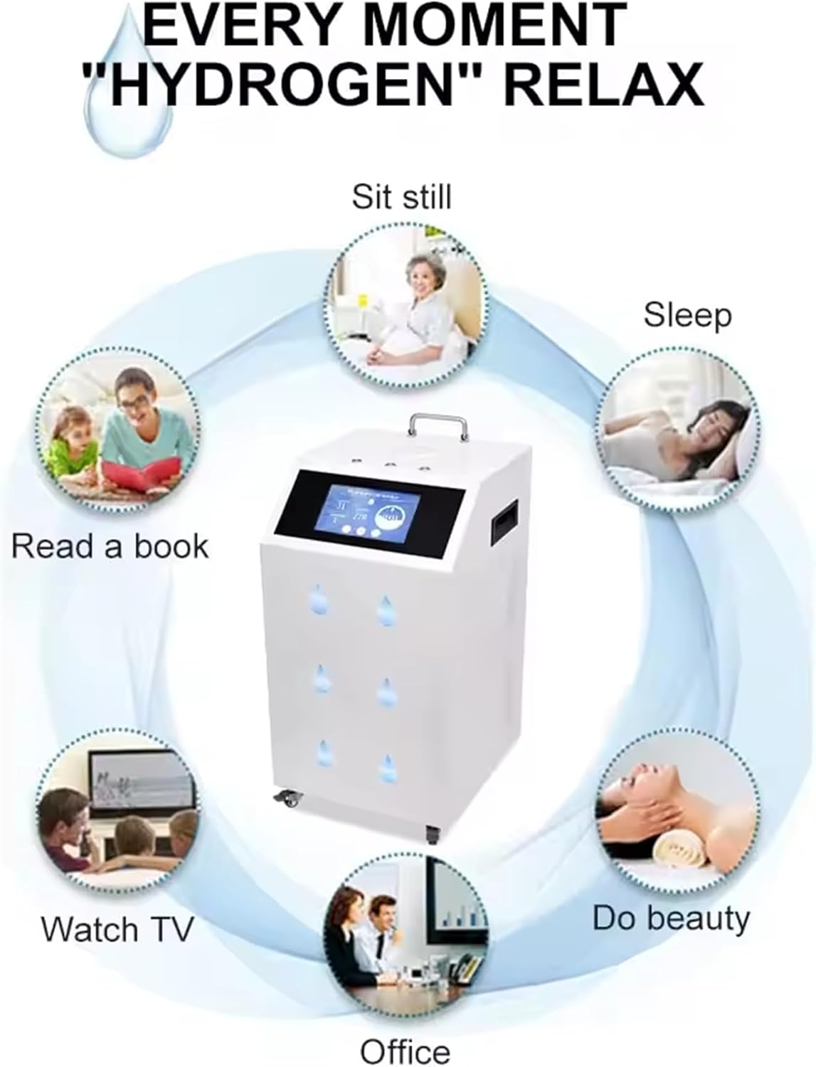 Hydrogen Inhalation Machine with SPE/PEM Tech, 3000 (1000H+1000O+1000H) ml/min 3 Outlet Hydrogen Generator, 99.99% High Purity, for Home