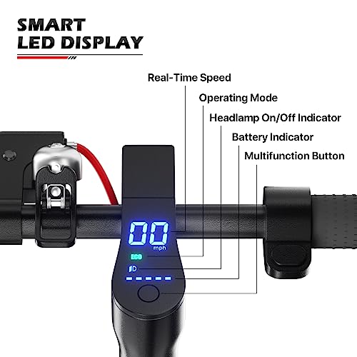 MoNiBloom E-Scooter Electric Kick Scooter w/LED Display and Bluetooth APP, Portable Folding Commuting Scooter for Adults & Teens