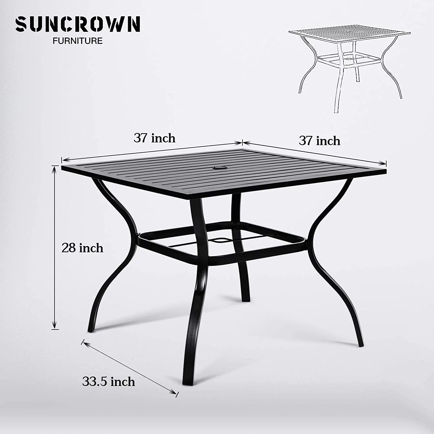 SUNCROWN 5 Pieces Outdoor Patio Metal Dining Set Swivel Chairs and Table Set with Brown Cushions