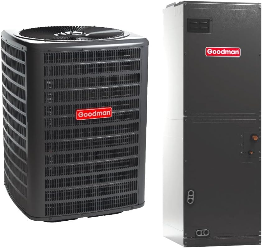 Goodman 2.5 Ton 14.5 SEER2 High-Efficiency Single Stage Split System Air Conditioner GSXM403010 and Multi-Positional Multi-Speed Air Handler AMST36BU1400 with Internal TXV