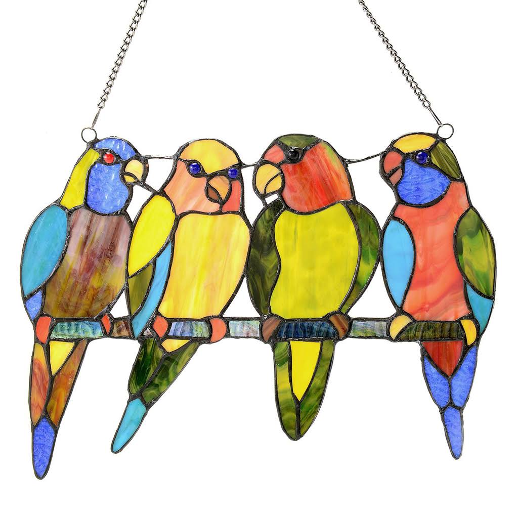 River of Goods Stained Glass Tropical Birds Window Panel