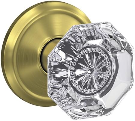 Schlage Custom FC172 ALX 619 CAM Alexandria Non-Turning Glass Knob with Camelot Trim, Satin Nickel Pack of 2