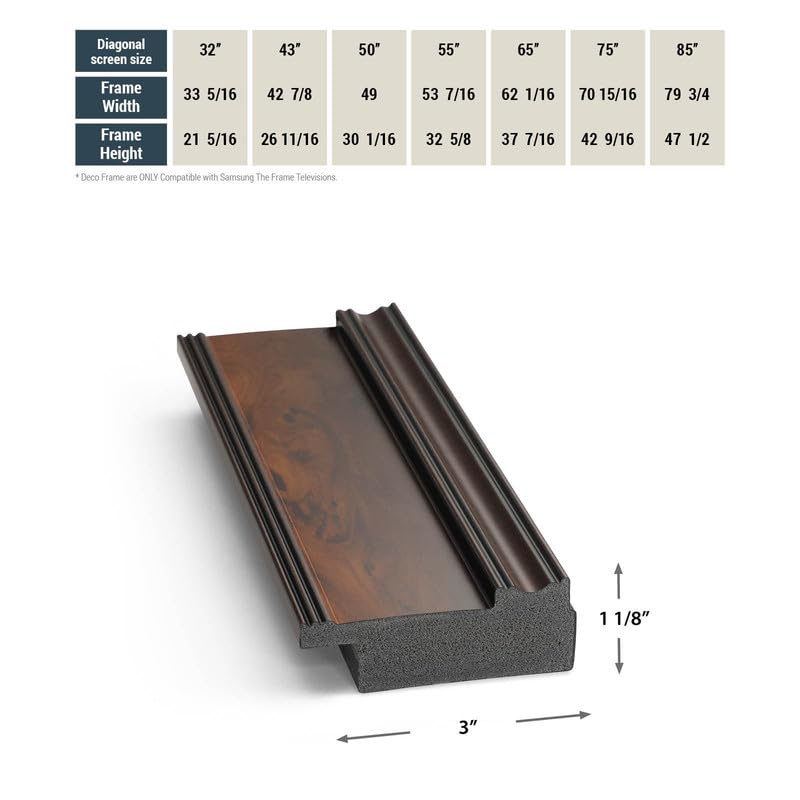Frame My TV Deco TV Frames - Burlwood Smart Frame Compatible ONLY with Samsung The Frame TV
