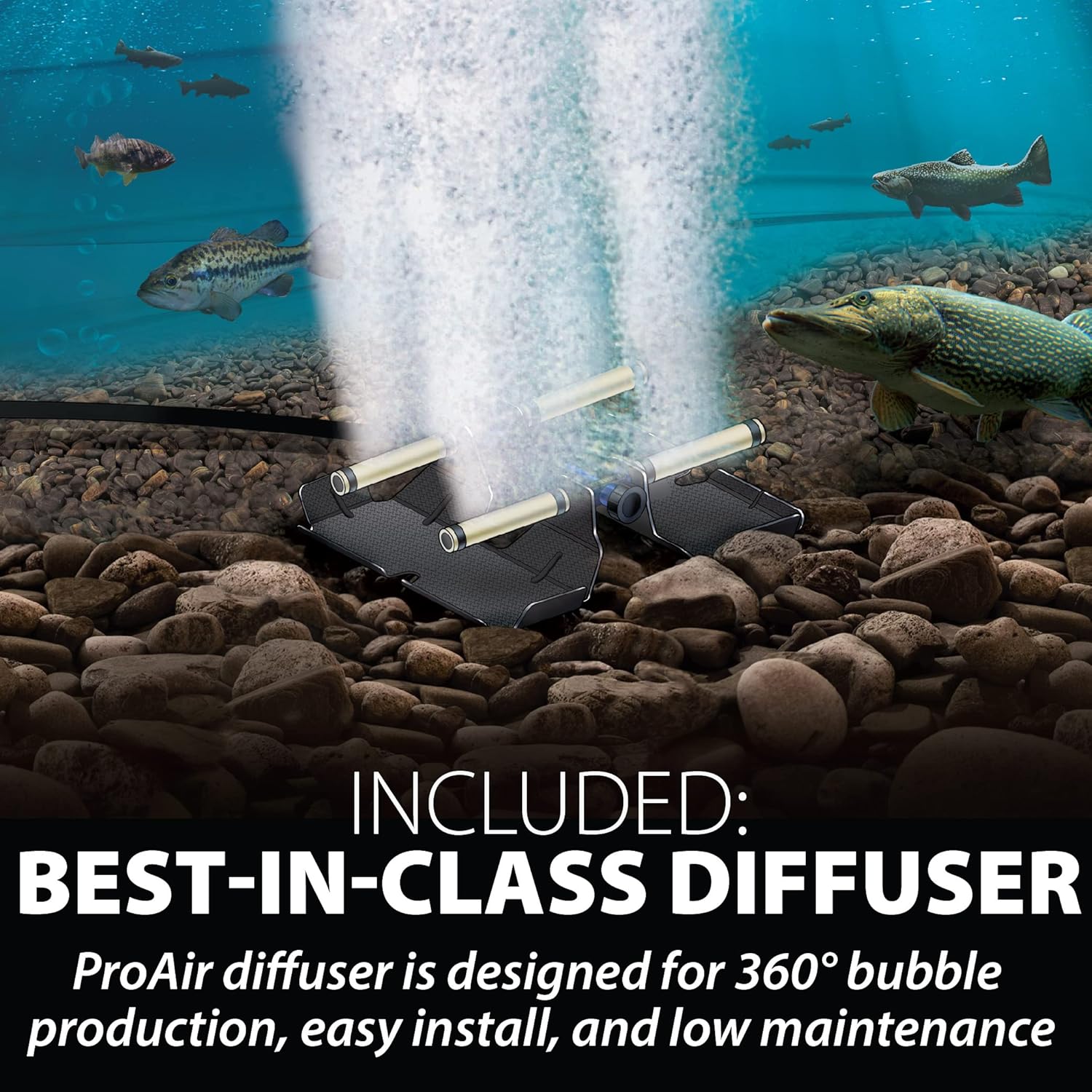 Airmax PondSeries PS20 Aeration System, Pond & Lake Aerator, Aerate Ponds & Lakes up to 2 Acres, Quiet & Energy Efficient Compressor, Maximum Water Circulation, 2 Air Diffuser Kit, 115v