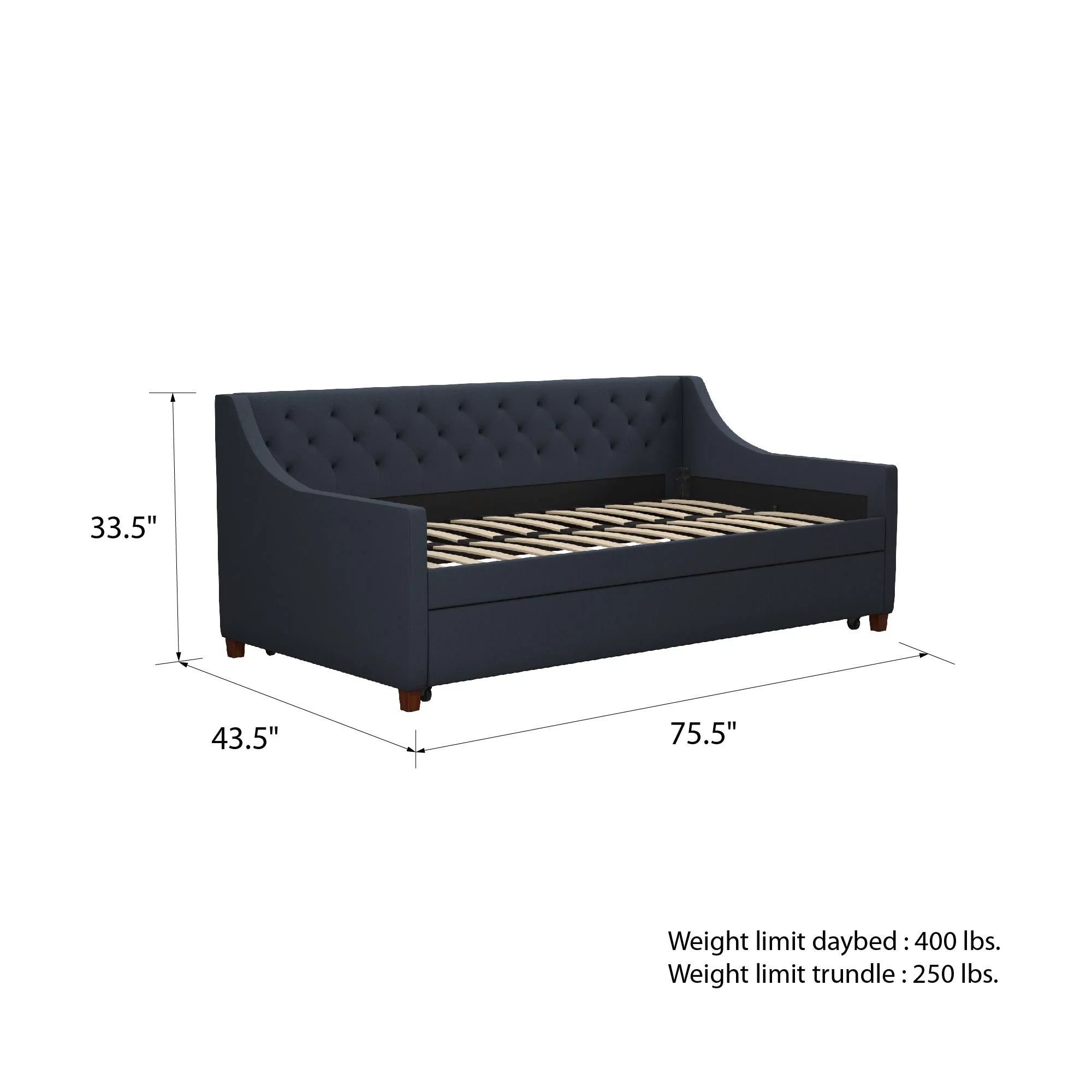 Novogratz Her Majesty Daybed and Trundle, Blue Linen