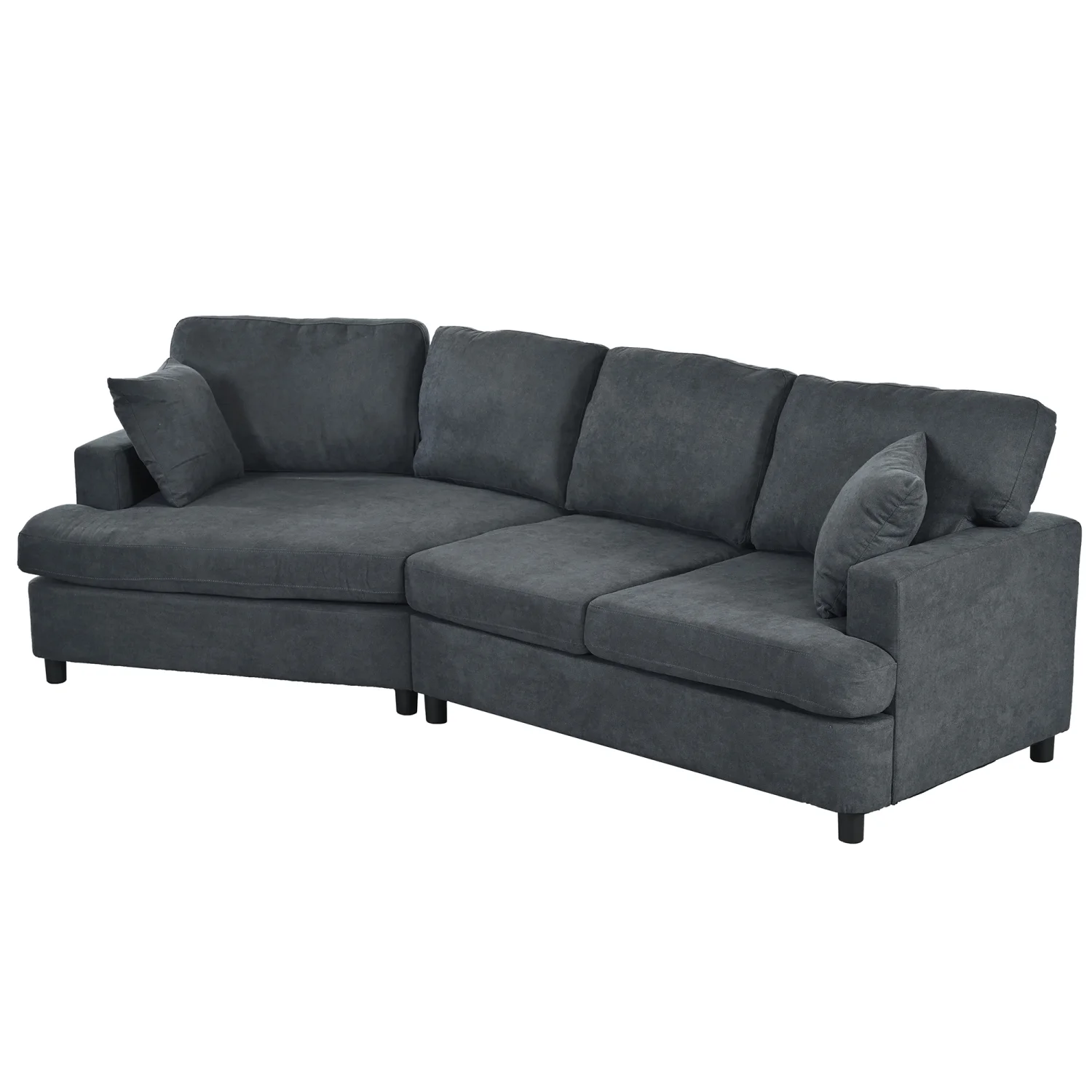 Churanty Modern 3 Seat Sectional Sofa Upholstered Curved Couch with Pillows for Living Room Apartment,Gray