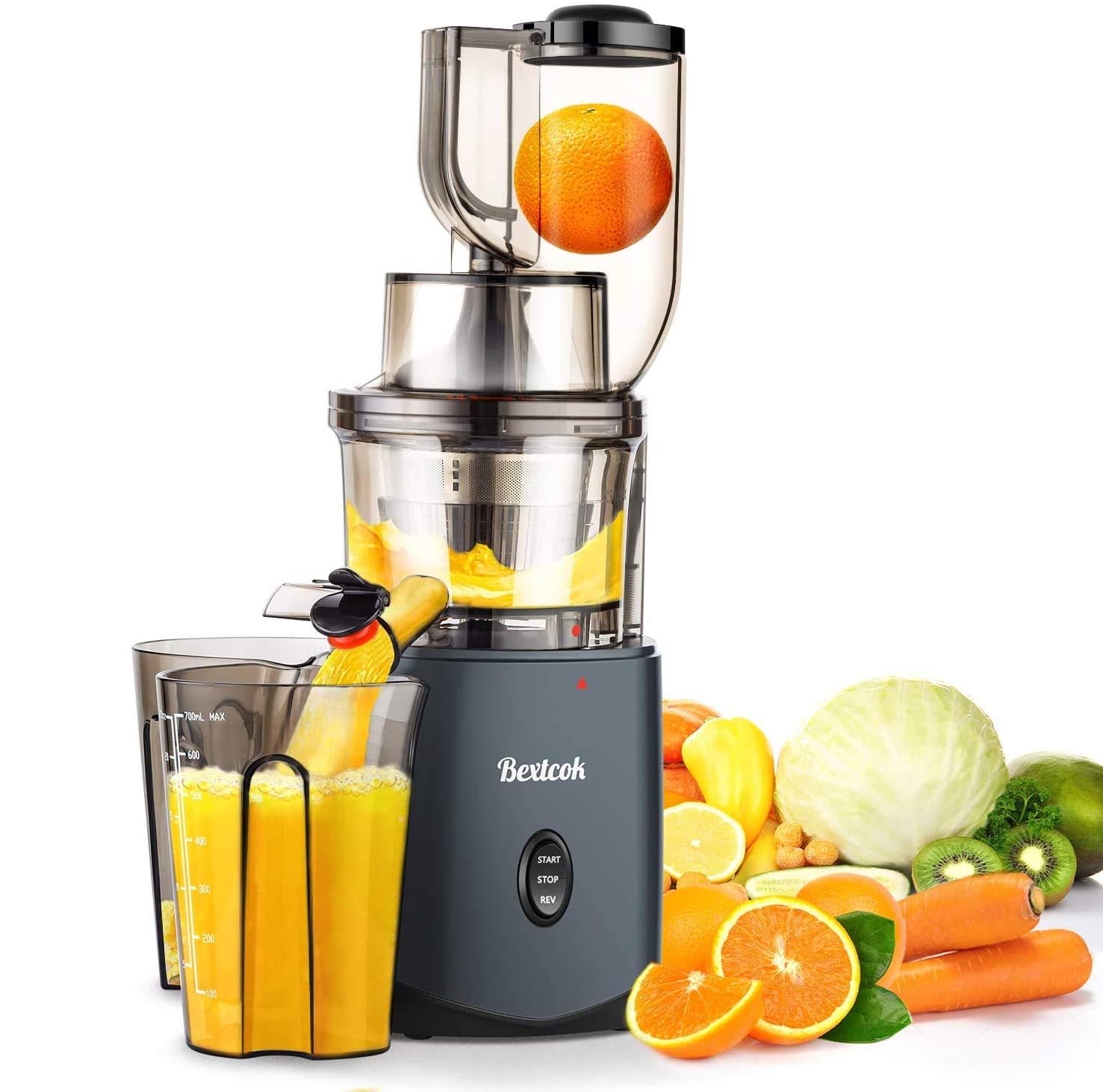 Bextcok Juicer, Slow Masticating Juicer, Cold Press Juicer Machine Easy to Clean, Higher Juicer Yield and Drier Pulp, Juice Extr