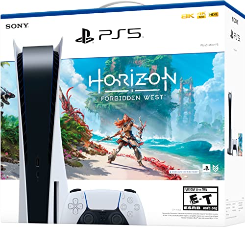 Playstation 5 Disc Version PS5 Console Horizon Forbidden West Bundle - 4K-TV Gaming, 16GB. GDDR-6 RAM, 8K Output, WiFi 6. Ultra-High Speed 825GB SSD - U Deal