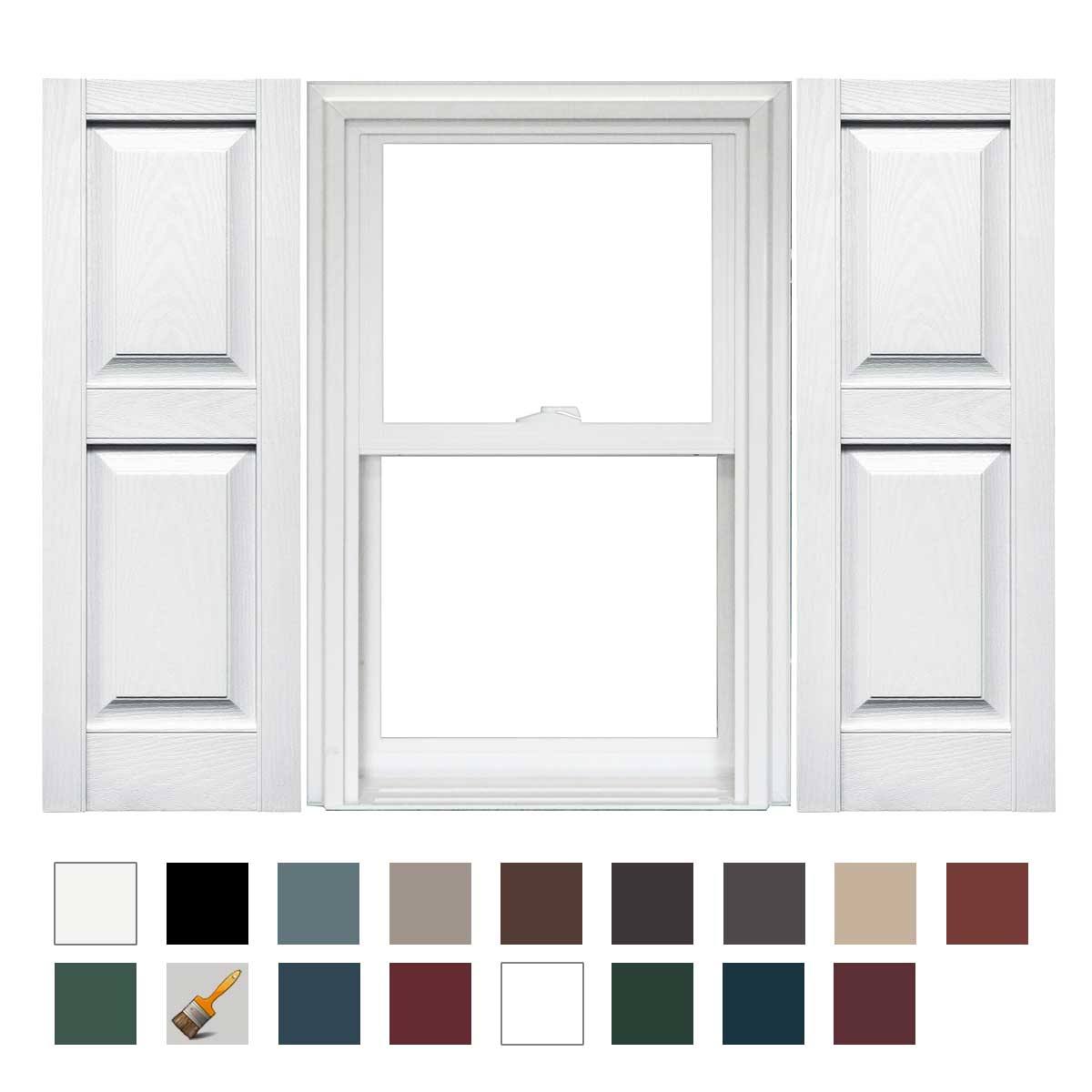 Mid America Raised Panel Vinyl Shutters (1 Pair) - 14.75 x 35 001 White