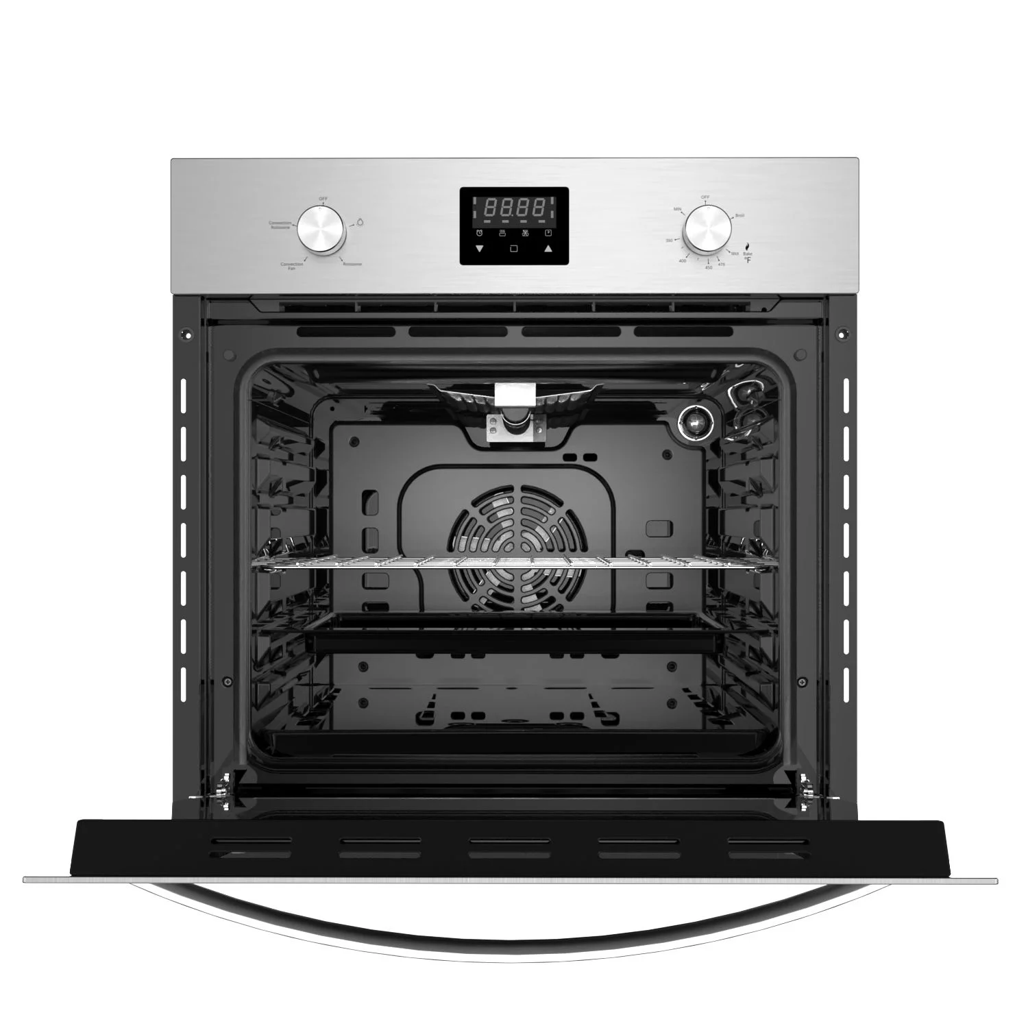 Empava 24-inch 2.3 cu. Ft. Single Propane Gas Wall Oven - Bake Broil Rotisserie Functions with Mechanical Controls - Built-in Timer - Convection Fan in Stainless Steel