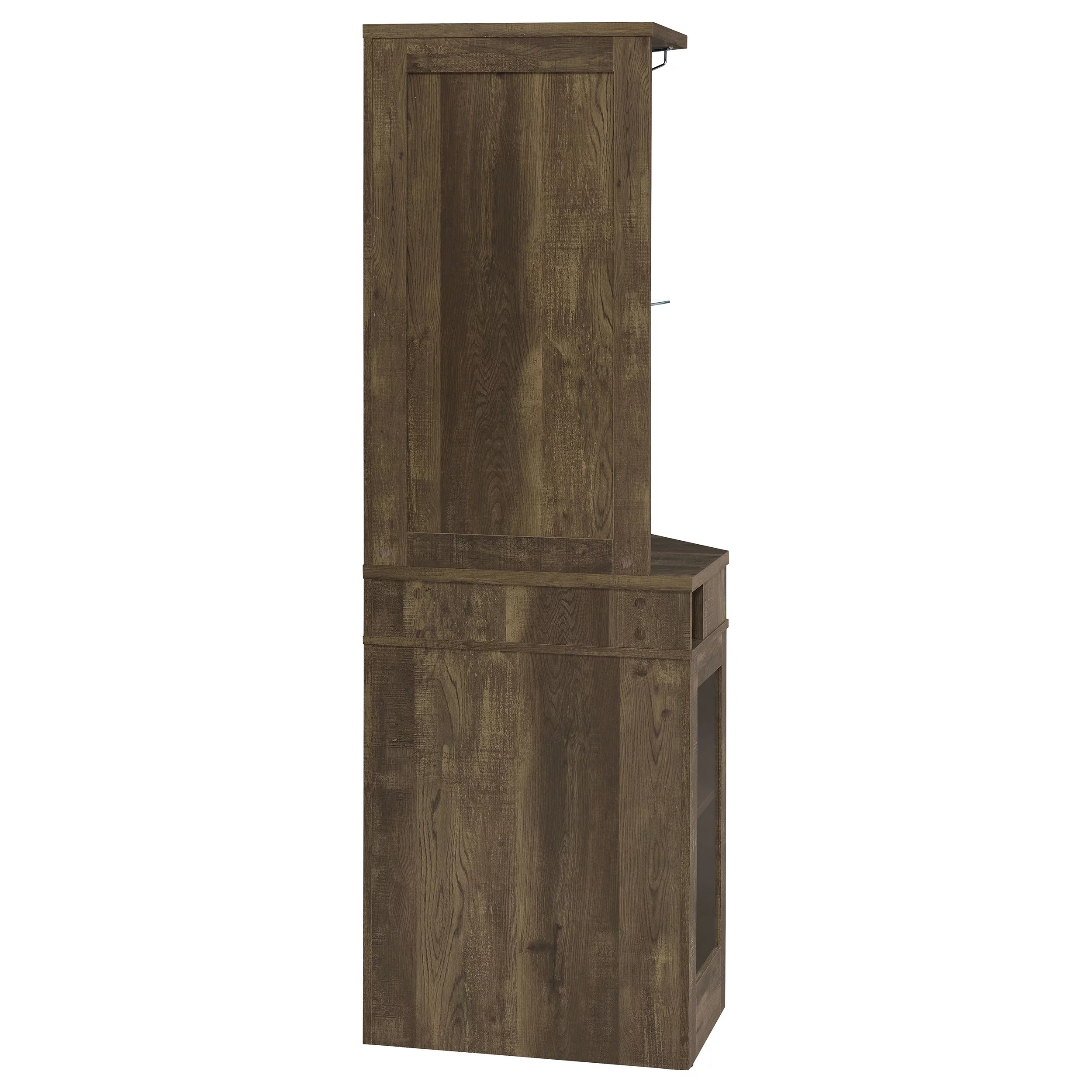 Alviso Corner Bar Cabinet With Stemware Rack Rustic Oak