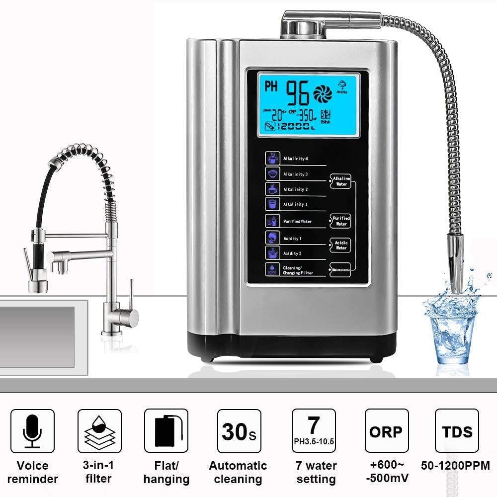 Water Purifier Machine PH 3.5-10.5 Alkaline Acid Water Machine, Hydrogen Generator Machine Purifier 3.8in LCD Alkaline Acid Water Water Filter System for Home