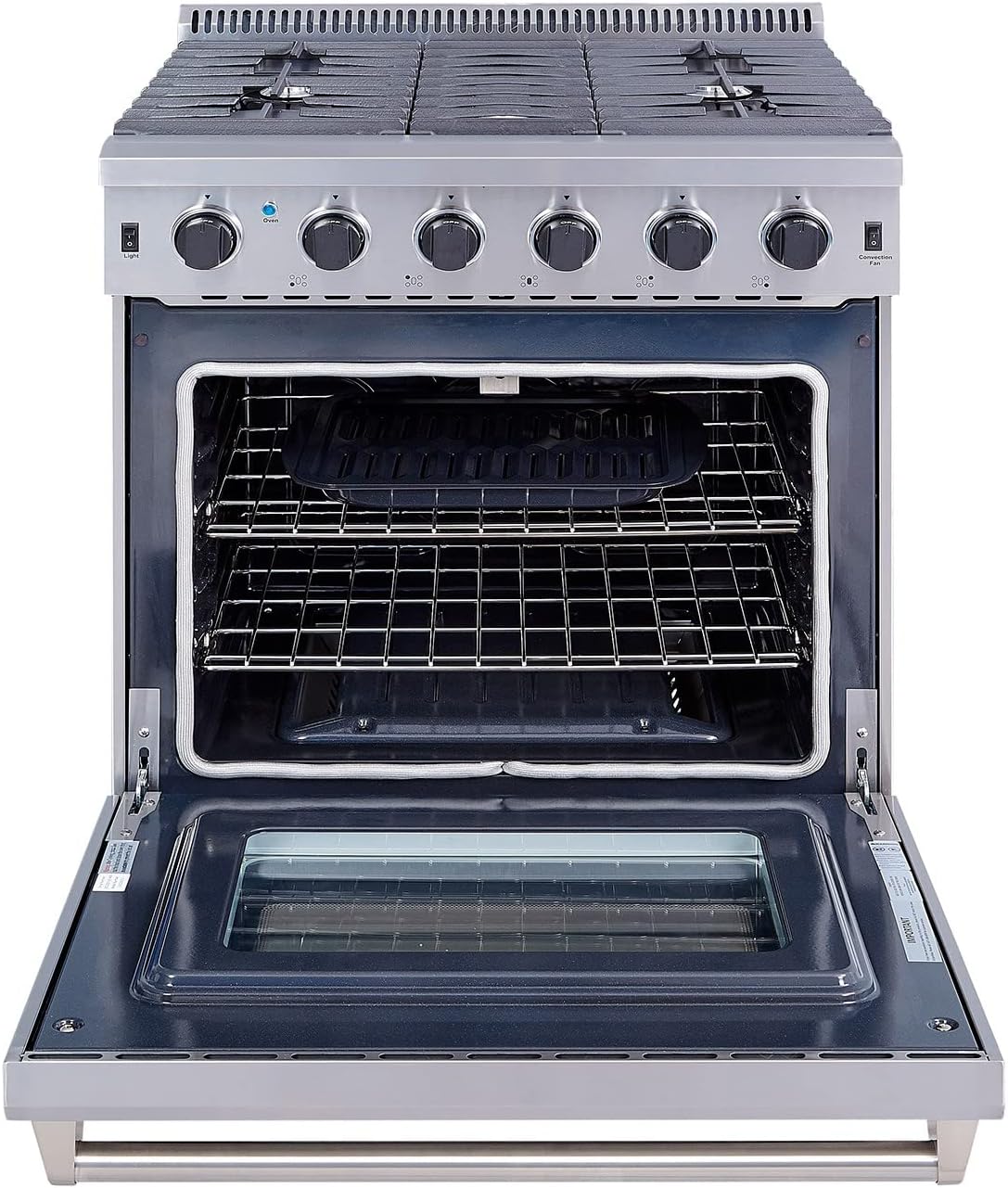 Thor 30 Inch Gas Range Stainless Steel with 5 Sealed Burners, 4.5 cu. ft. Oven, Free Standing Professional Range with Storage Drawer, Cast Iron Grate,LRG3001U