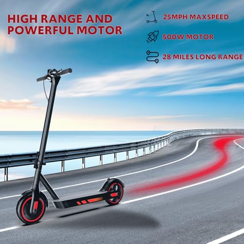 Electric Scooter for Adults Long Range Miles, 500/600W Motor & 10" Vacuum Tires, Foldable Design with Dual Disc Brakes, Smart App Control