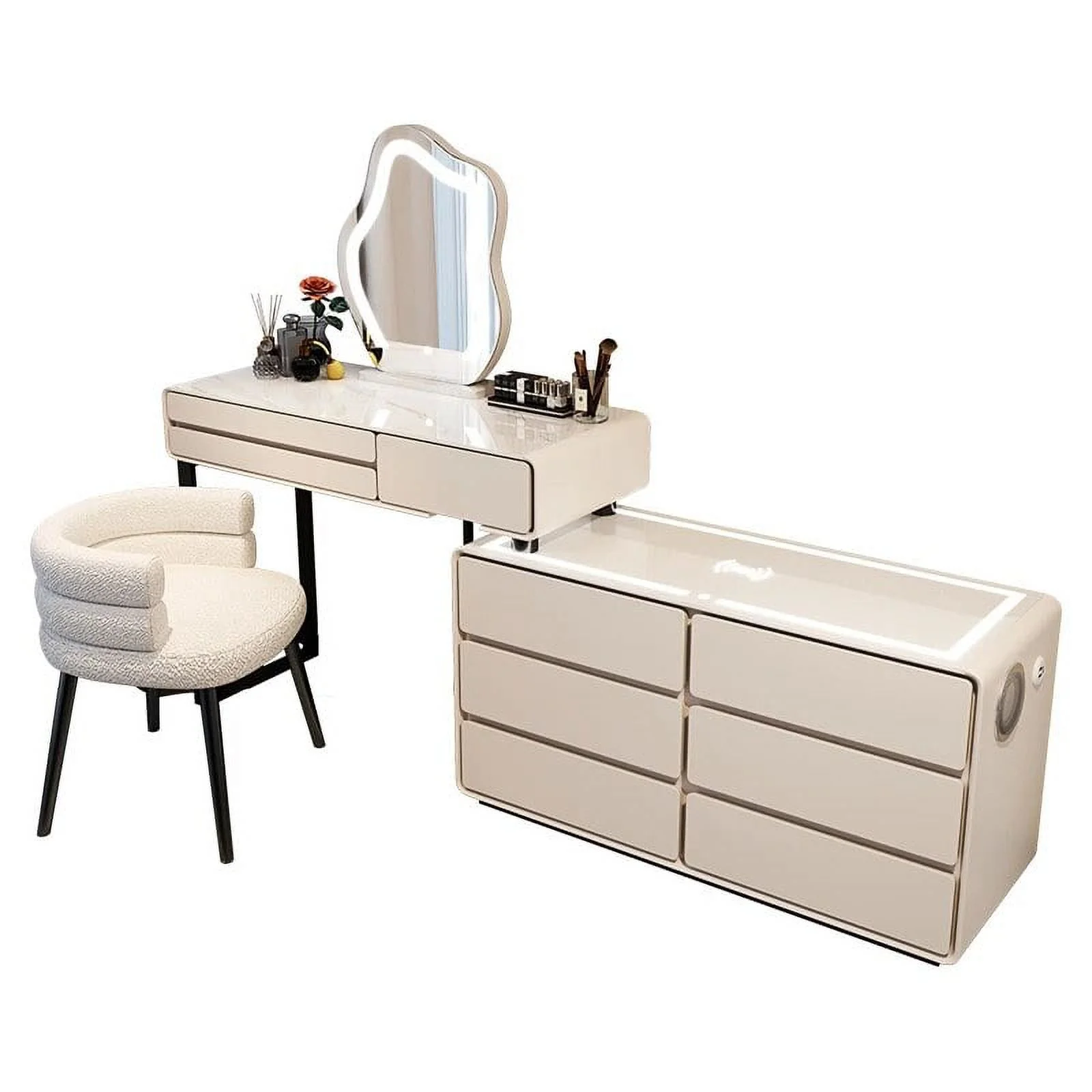 Vanity Bedroom Dressing Table Makeup Mirror Nordic Modern Dressing Table Wood Storage Coiffeuses De Chambre Home Decoration